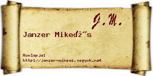 Janzer Mikeás névjegykártya